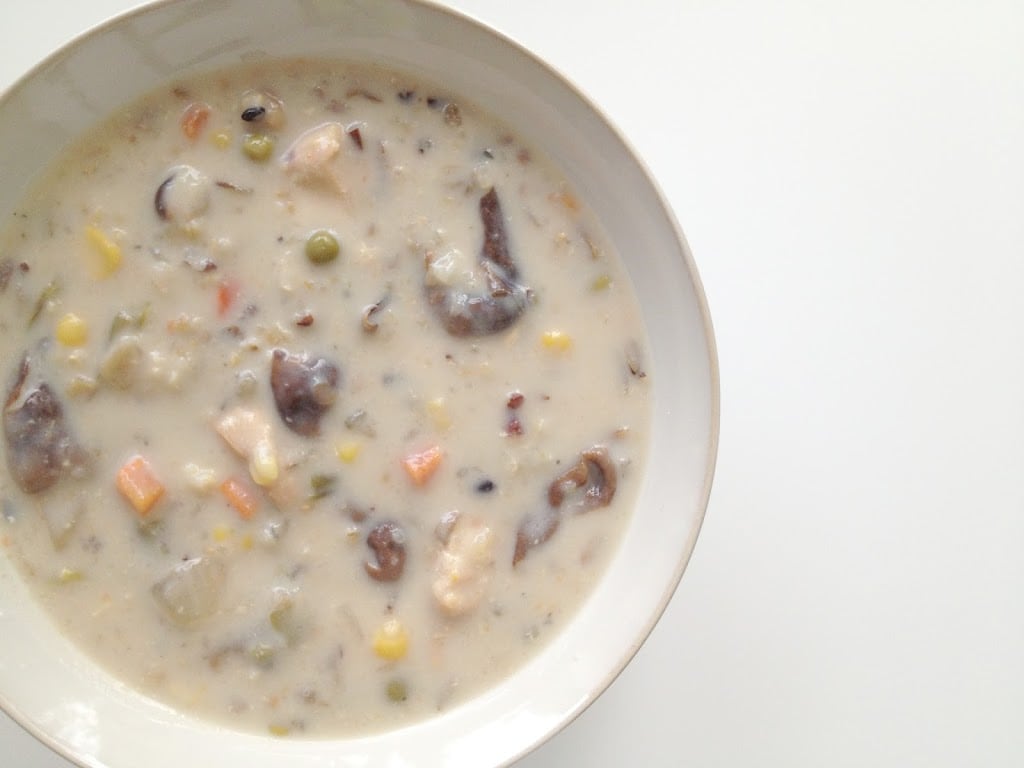 Creamy Chicken, Mushrooms and Wild Rice Soup