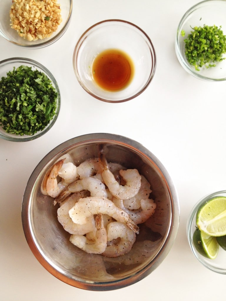 Grilled Shrimp with Peanuts, Cilantro and Lime
