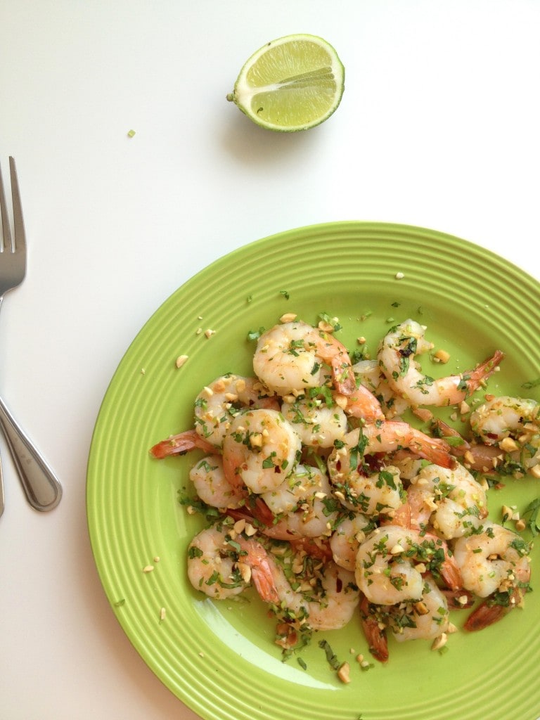 Grilled Shrimp with Peanuts, Cilantro and Lime