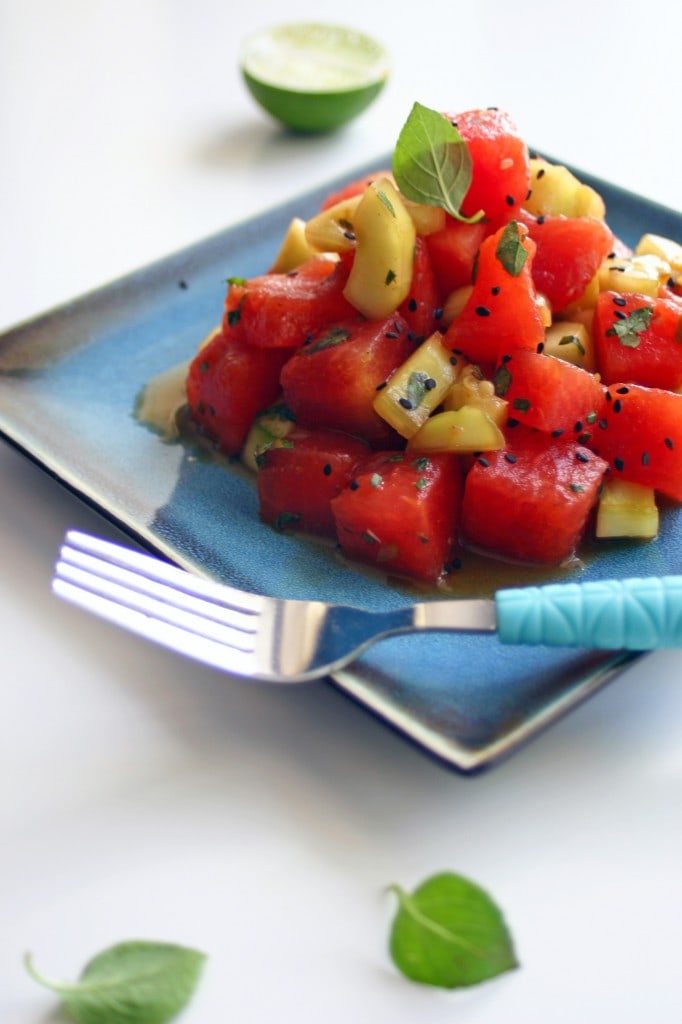 Hoisan Cucumber and Watermelon Salad