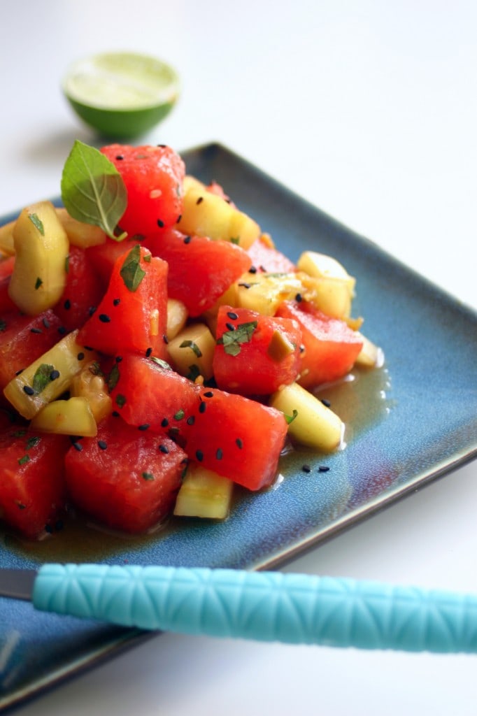 Hoisan Cucumber and Watermelon Salad