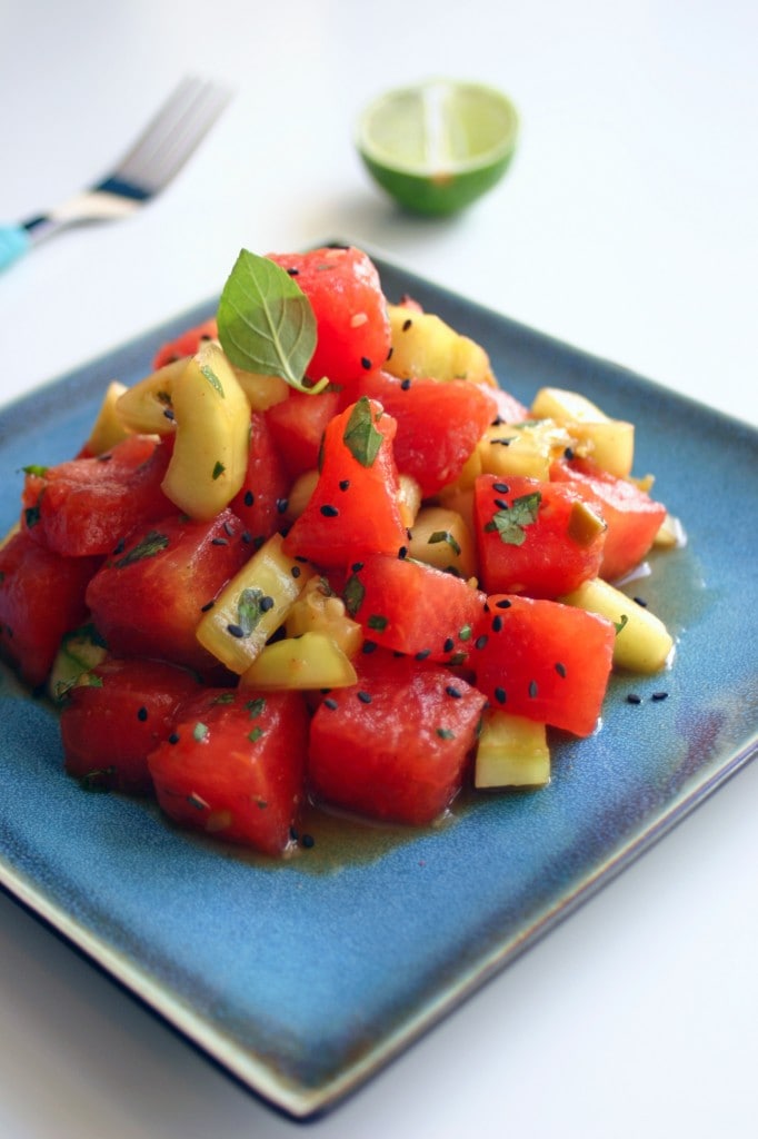 Hoisan Cucumber and Watermelon Salad