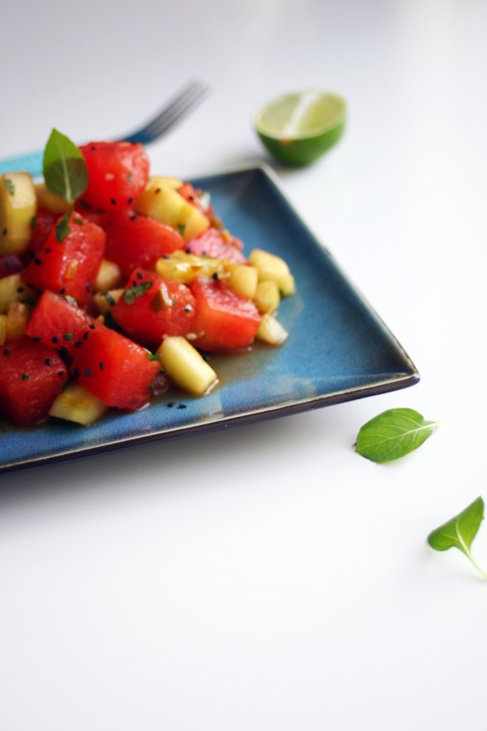 Hoisan Cucumber and Watermelon Salad