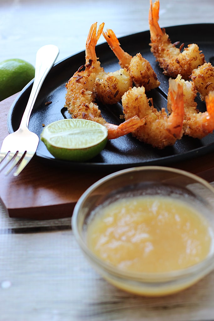 Super crispy and sweet coconut shrimp with a spicy chilled pineapple sauce.