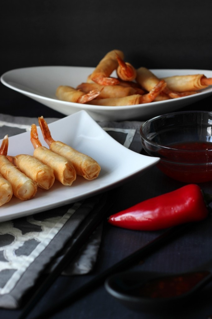 3 Ingredient Deep Fried Shrimp Rolls and Process Photo