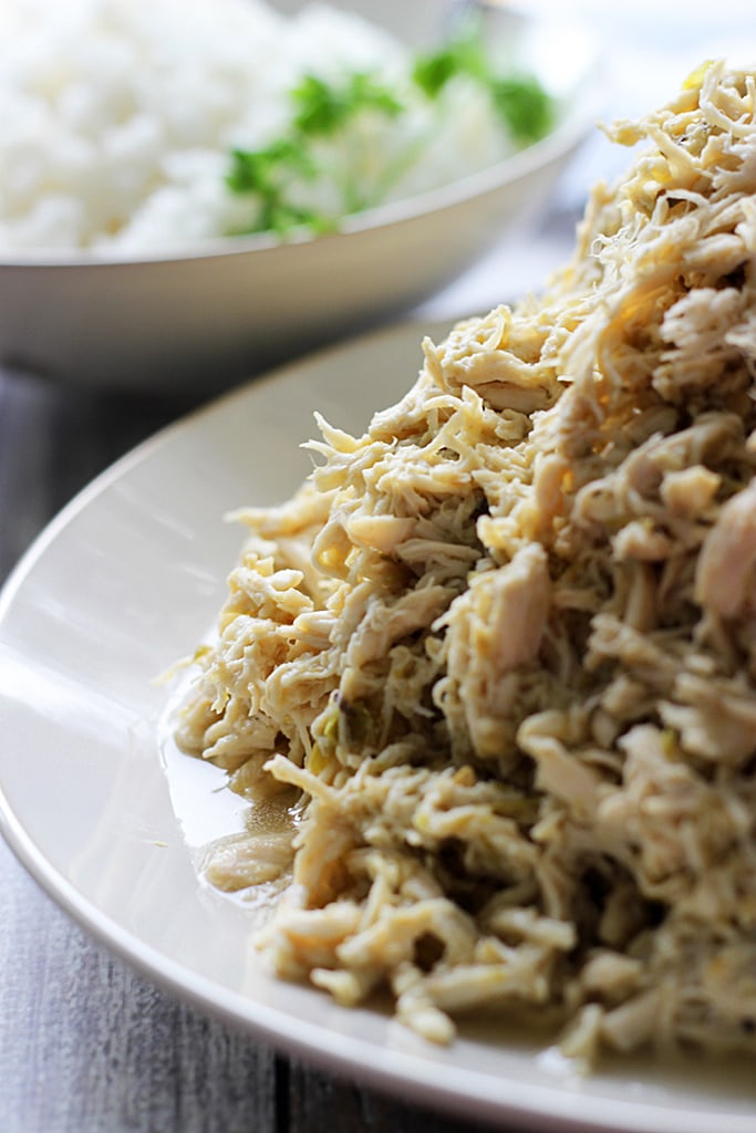 Pulled chicken has never been this easy! Slow cooker salsa verde chicken with tender shreds of chicken meat in a vibrant, fresh and zesty green sauce.