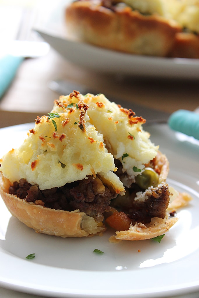 These mini Shepherd's pot pies are a cute and insanely delicious spin on the classic Shepherd's pie with all the goodness of a  flaky, crumbly pie crust.