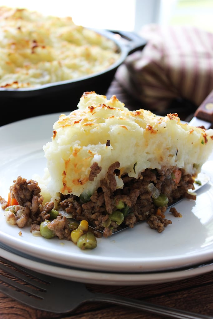 Skillet Shepherd's pie is a great way to enjoy the classic in a one pot: with a beefy base, cheesy middle and topped with a layer of fluffy mashed potatoes.