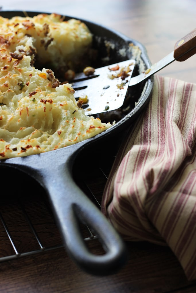 Skillet Shepherd's pie is a great way to enjoy the classic in a one pot: with a beefy base, cheesy middle and topped with a layer of fluffy mashed potatoes.