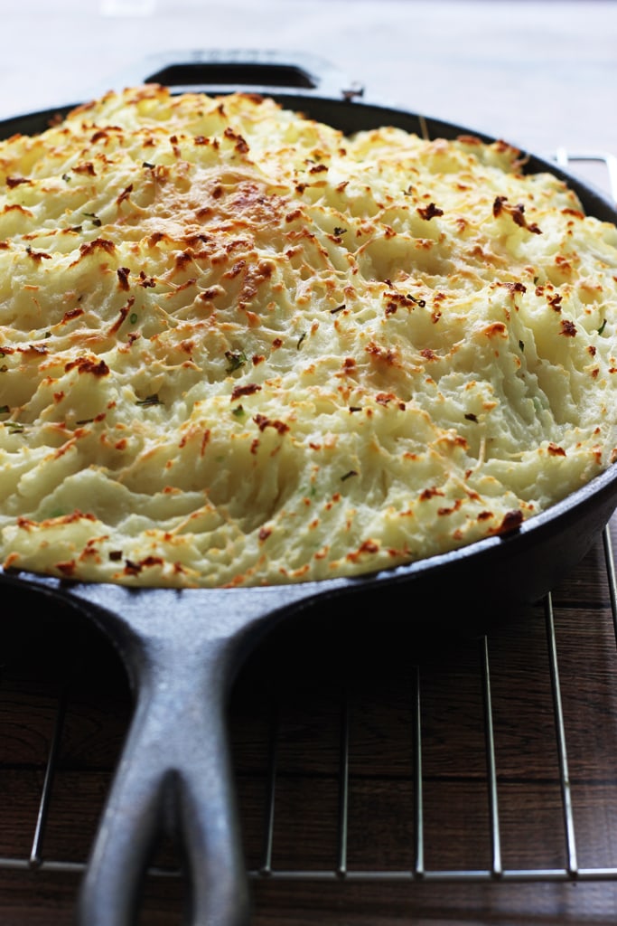 Skillet Shepherd's pie is a great way to enjoy the classic in a one pot: with a beefy base, cheesy middle and topped with a layer of fluffy mashed potatoes.