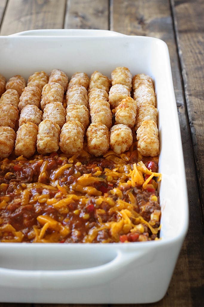 Sloppy Joe tater tot casserole is both quick and easy and kid friendly. With all the flavors you love in a Sloppy Joe and the fun of tater tots!