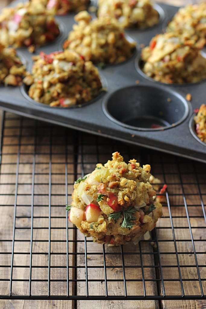Celebrate the holidays with stuffing done differently. Make some stuffing muffins! These apple and onion stuffin' muffins are crunchy and full of fun!