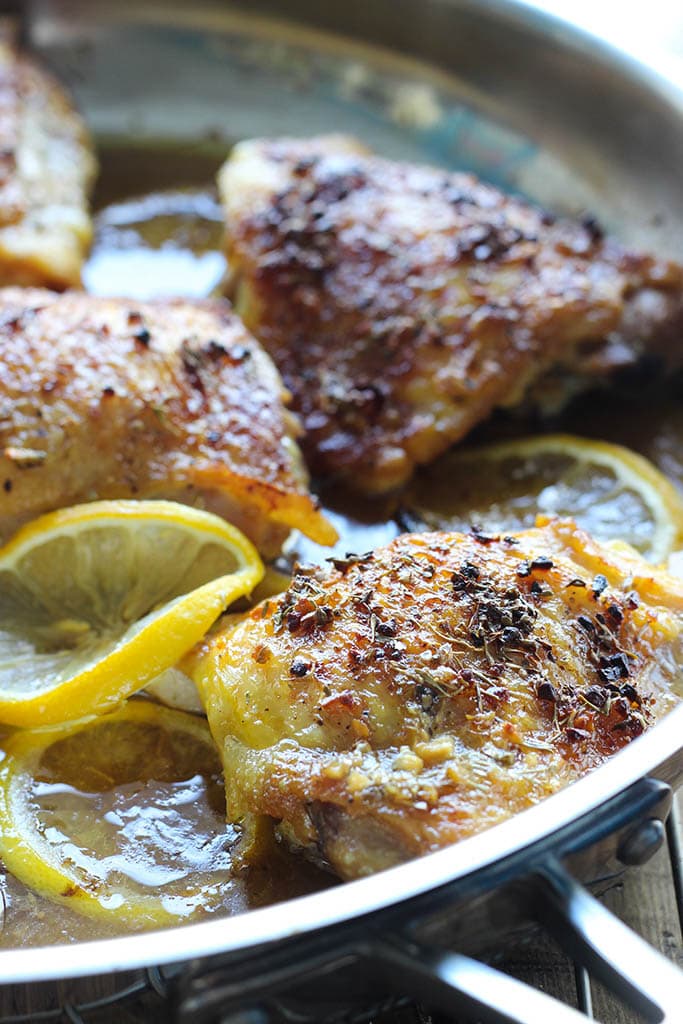 This baked honey lemon chicken is incredibly juicy with crispy skins you won't want to share. Flavored with a delicious honey lemon sauce.