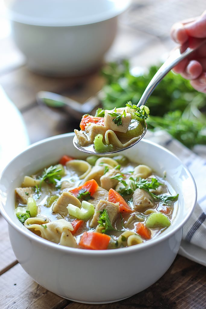 One pot chicken noodle soup is a quick and easy, comforting fix for a case of the sniffles. Ready in 30 minutes!