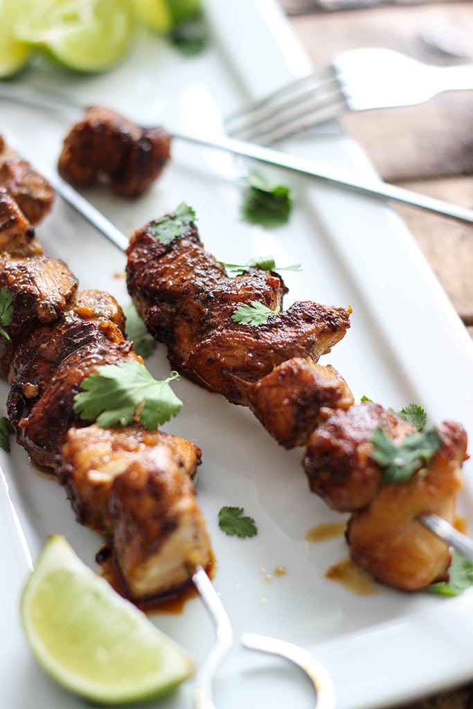 A savory and sweet marinade and baste makes these easy honey garlic chicken skewers perfect for cookouts!