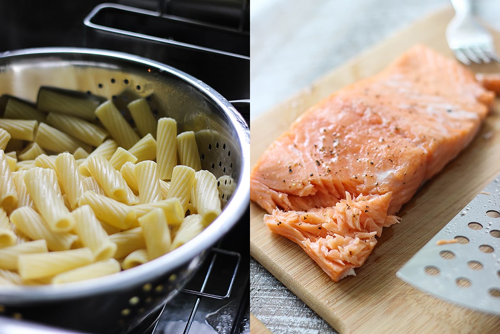 Get into summer full swing with this light lemon garlic pasta with salmon. Full of fresh, summer flavors!