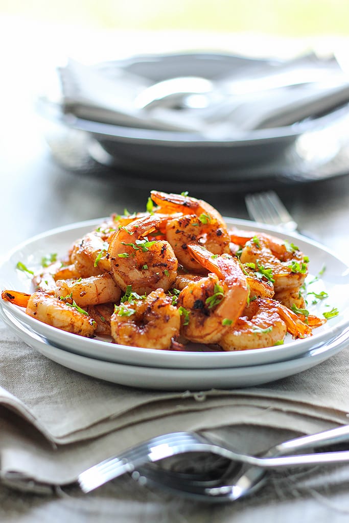 This quick and easy browned butter shrimp skillet is smoky, sweet and savory with a buttery nutty flavor!