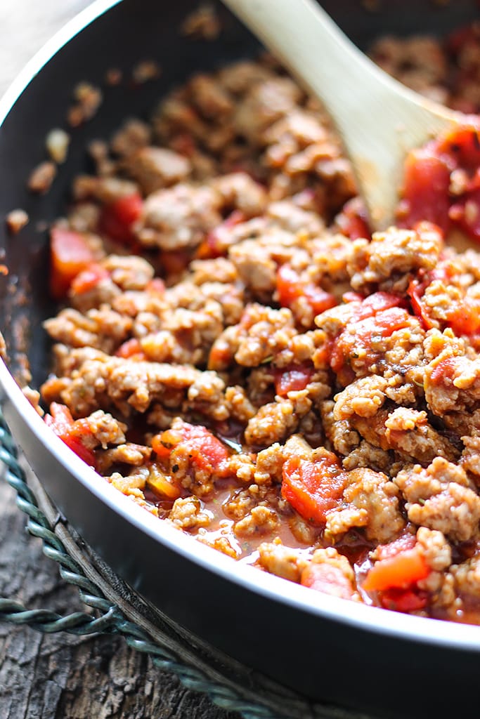 A cheesy hot Italian pasta bake with a spiced savory and sweet marinara sauce, hot Italian flavors and plenty of cheese.