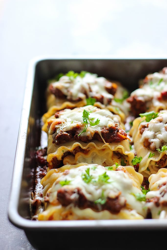 Make some individual sized meaty and cheesy lasagna roll ups. A fun twist on the classic with enough to serve a crowd. 