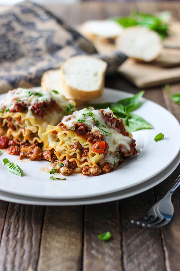 Make some individual sized meaty and cheesy lasagna roll ups. A fun twist on the classic with enough to serve a crowd. 