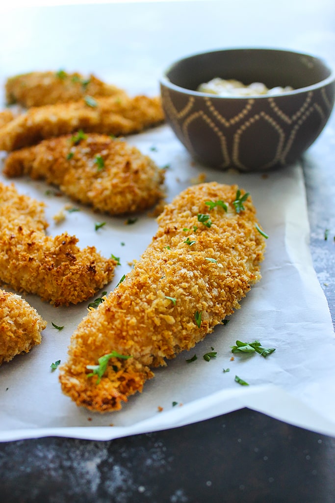 These oven-baked buttermilk chicken strips are a healthier alternative to fast food or frozen chicken nuggets for the kids!