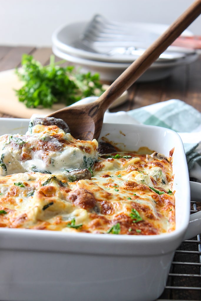 This tortellini Alfredo spinach casserole has all the comfort you need. Easily made with a couple store-bought ingredients!