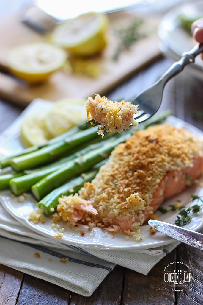 Flaky, crumbly, crunchy topped lemon and Parmesan crusted salmon. This 30 minute recipe brings out the best in salmon!