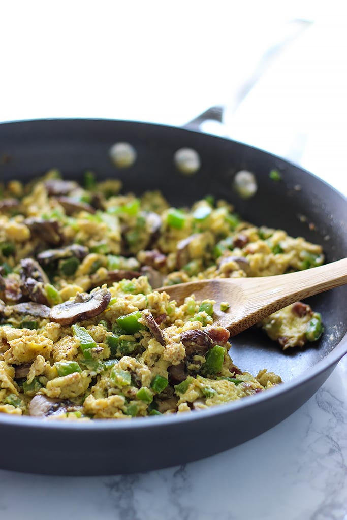 Simple and delicious. These smoky scrambled eggs are easily customizable and takes 20 minutes. With some hot sauce for that extra kick!