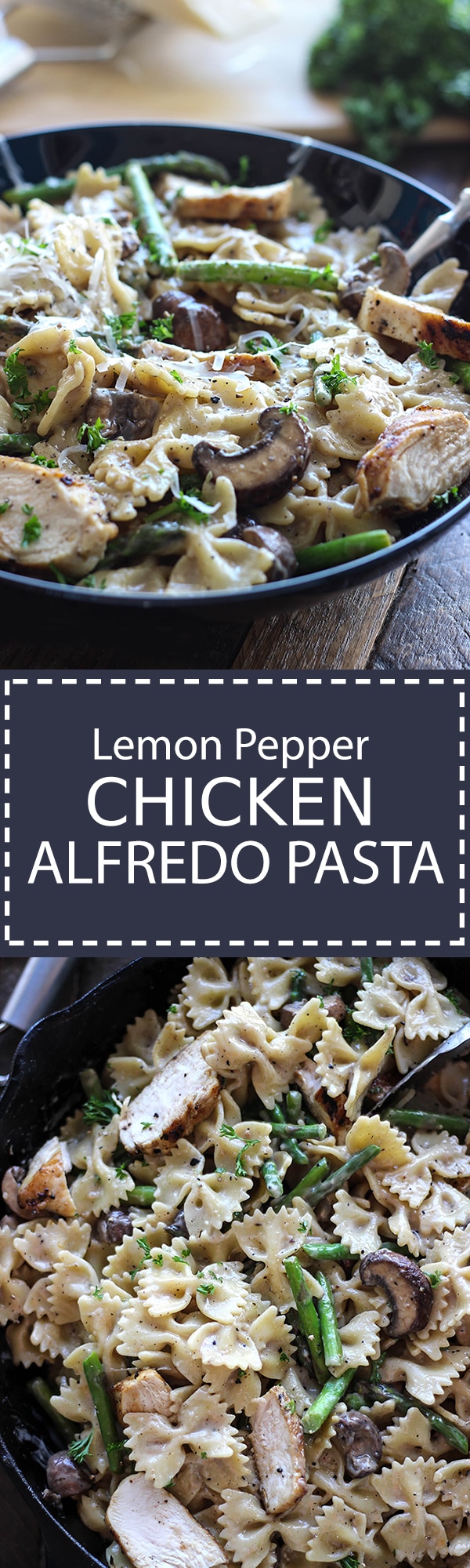 Use store-bought ingredients for this quick and easy lemon pepper chicken Alfredo pasta. Serves 6-8 and ready in 30 minutes.