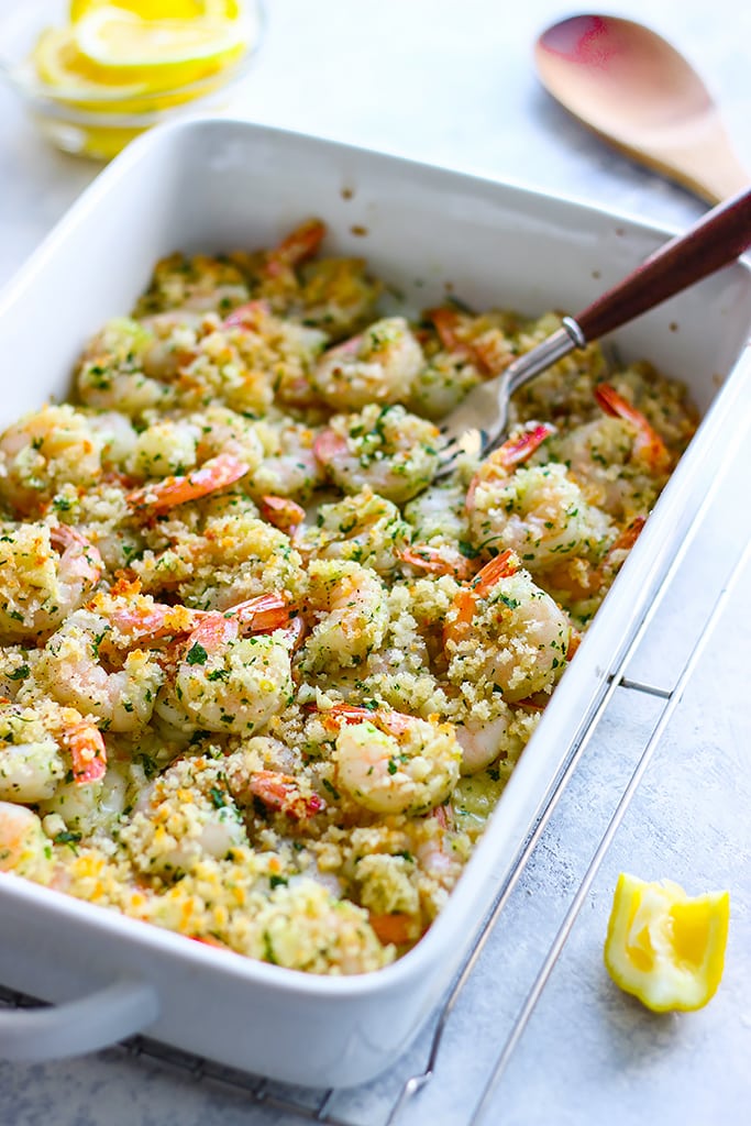 This lemon garlic butter baked shrimp is fresh, crunchy and full of zest. Ready in 20 minutes with easy to get store-bought ingredients!