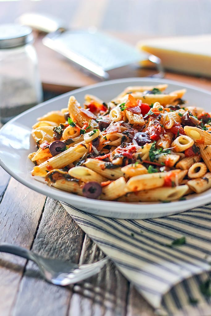 Pepperoni and Olive Penne Pasta - The Cooking Jar