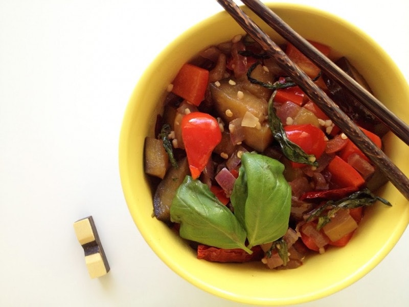 Eggplant and Basil Stir-Fry - The Cooking Jar