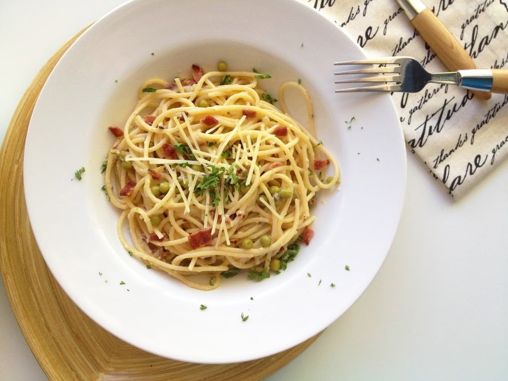 Skinny Spaghetti Carbonara - The Cooking Jar