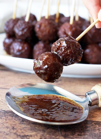 A spicy and sweet glaze make these sweet heat meatballs great for parties. Meatballs on a stick for meatball lovers!