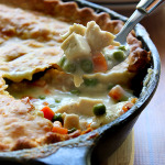 This recipe for skillet chicken pot pie uses one pre-made pie crust as a healthier way to enjoy this classic comfort food.