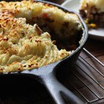 Skillet Shepherd's pie is a great way to enjoy the classic in a one pot: with a beefy base, cheesy middle and topped with a layer of fluffy mashed potatoes.