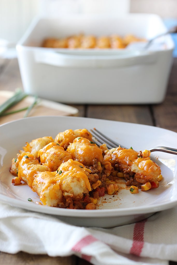 Sloppy Joe tater tot casserole is both quick and easy and kid friendly. With all the flavors you love in a Sloppy Joe and the fun of tater tots!