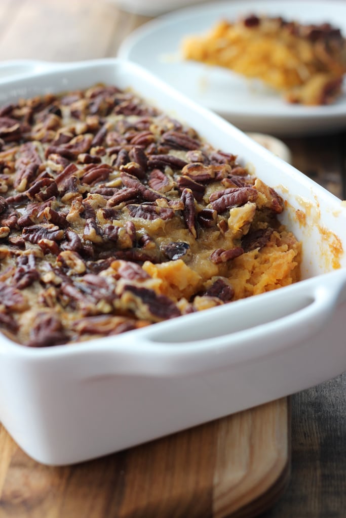 Sweet potato casserole is delicious and comforting, sweet but not too decadent. With a crunchy fudge topping and festive sweet potato and coconut filling.