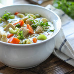 One pot chicken noodle soup is a quick and easy, comforting fix for a case of the sniffles. Ready in 30 minutes!