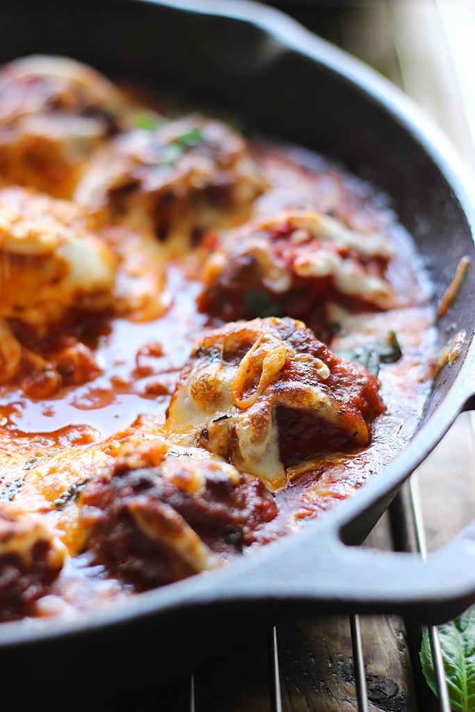 This cheesy meatball skillet has so many ways to be enjoyed! Pop them in a sub or mix them with pasta, or have them with some bread!