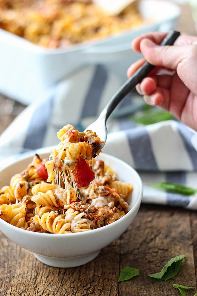 Cheesy Hot Italian Sausage Pasta Bake - The Cooking Jar