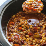 Some pasta e fagioli in a slow cooker.