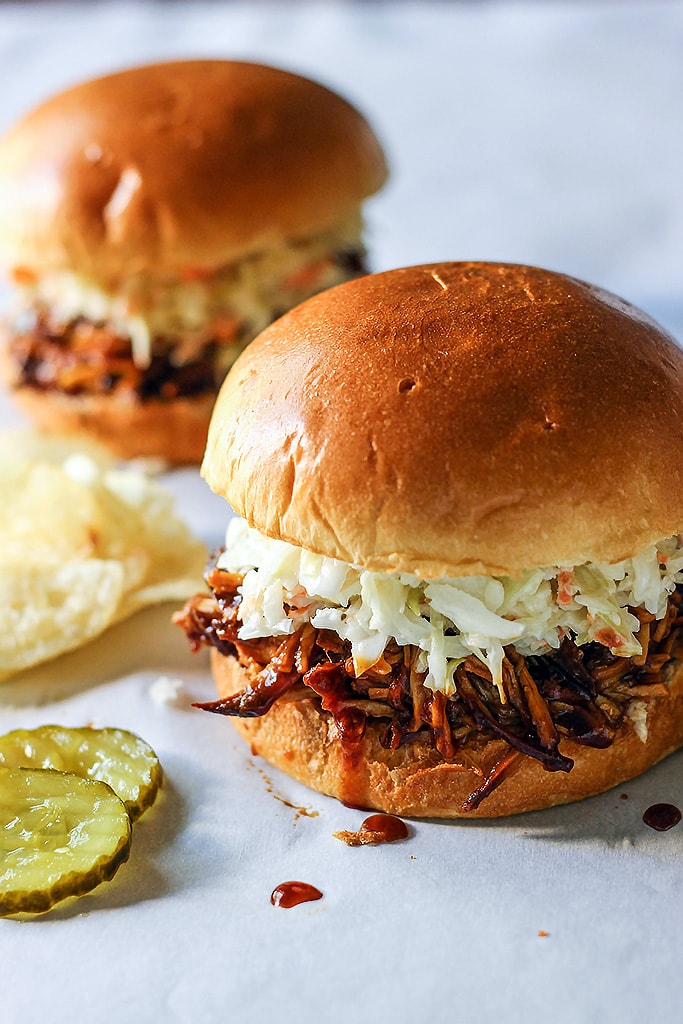 A no fuss recipe for slow cooker BBQ pulled chicken. It's literally set and forget until it's time to eat. Serve with coleslaw, pickles and chips!