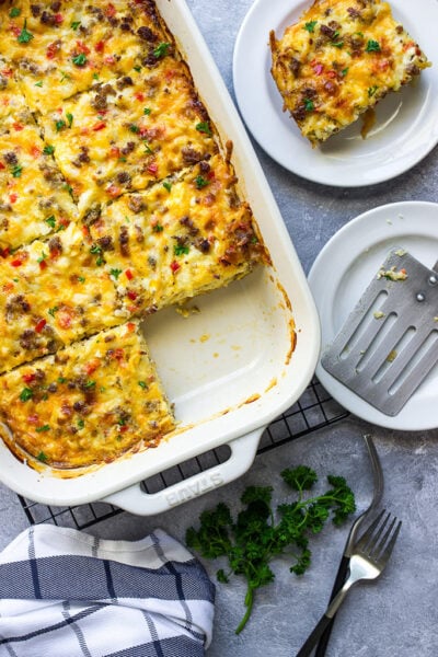 Cheesy Sausage Hash Brown Breakfast Casserole - The Cooking Jar