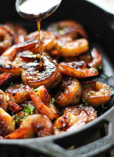 Google Web Story Cover Honey Garlic Shrimp Skillet