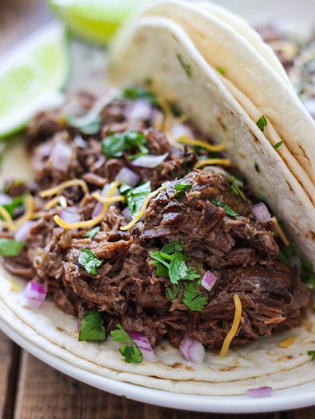Slow Cooker Shredded Beef Tacos - The Cooking Jar