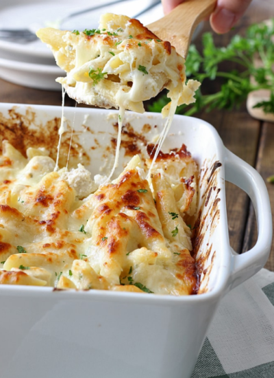 Google Web Story CoverChicken Alfredo Pasta Bake