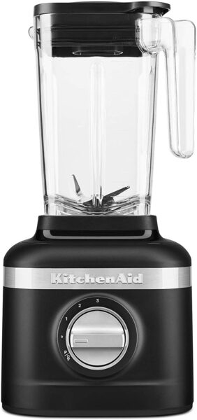 A KitchenAid black blender.